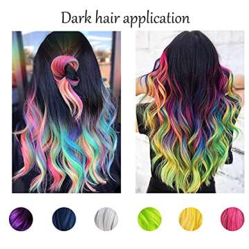 Byhoo 6PCS Temporary Hair Dye for Dark Hair, Hair Chalk for Girls, Kids Hair Dye, Washable Hair Colo...