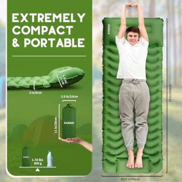 KASIMO Ultralight Camping Sleeping Pad with Built-in Pump