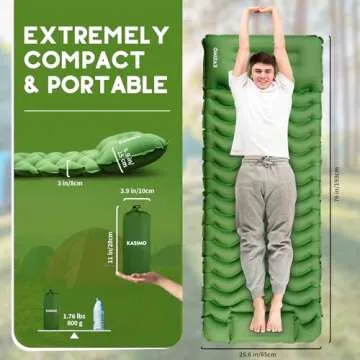 KASIMO Ultralight Camping Sleeping Pad with Built-in Pump