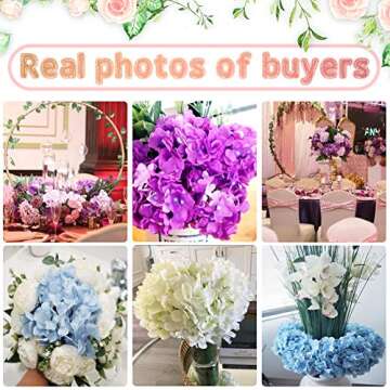 LKBOX 10PCS Blue Artificial Hydrangea Flowers for Decor