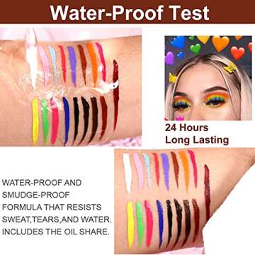 Topcent Matte Liquid Eyeliner Set, 16 Colors Neon White Black Red Brown Green Eye Liners For Women Waterproof High Pigmented Long Lasting Rainbow Eyeliner Pencil Quick Dry Eyes Makeup Kit (16PCS)