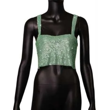 Sexy Sparkly Rhinestone Crop Top for Clubs & Festivals