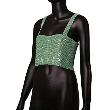 Sexy Sparkly Rhinestone Crop Top for Clubs & Festivals