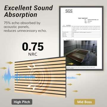 TONOR 2 PCS Wood Slat Panels, 48” x 24” x 1.2” Acoustic Panels for Wall, Decorative 3D Slat Panels for Sound Absorbing, Soundproof Panels for Living Room, Studio, Recording Room, Burly Wood