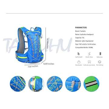 Tanluhu NACATIN Water-Resistant and Breathable Hydration Backpack 15L Capacity, Adjustable Shoulder Straps for Running Cycling Hiking Climbing (Black)