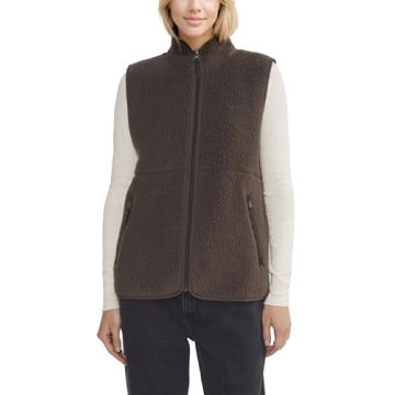 IMCTAH Womens Lightweight Fuzzy Fleece Vest Casual Warm Sleeveless Zip Up Mock Neck Sherpa Jacket wi...