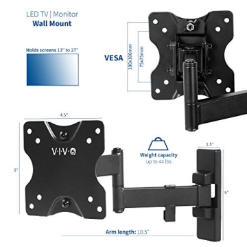 VIVO Full Motion Wall Mount for 27" TVs and Monitors