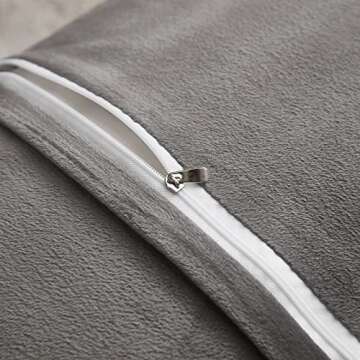 Uhamho Faux Rabbit Fur Pillowcases Standard Queen Set of 2 Solid Velvet Back Throw Pillow Cover Zipper Closure Soft and Fluffy Modern Home Decorative (Gray Ombre, 20"x26")