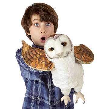 Folkmanis Barn Owl Hand Puppet, White, Brown, 8"