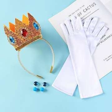 Princess Crown Earrings Gloves Dress Up Halloween Costume Accessories