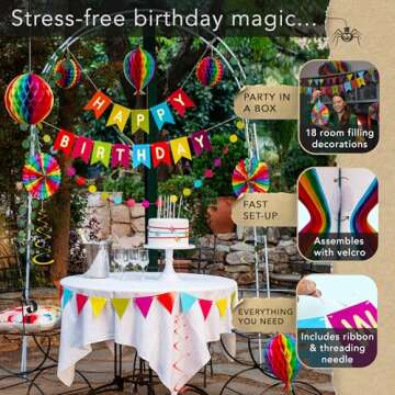 Premium Reusable Happy Birthday Decorations - Rainbow Party Decor for All Celebrations