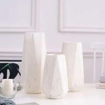12 Inch White Marble Ceramic Flower Vase Home Decor Vase and Table Centerpieces Vase - Ideal Gifts for Friends and Family, Christmas, Wedding, Bridal Shower