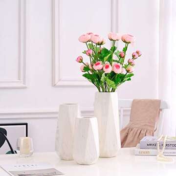 12 Inch White Marble Ceramic Flower Vase Home Decor Vase and Table Centerpieces Vase - Ideal Gifts for Friends and Family, Christmas, Wedding, Bridal Shower