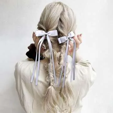 Elegant VOBOBE 2PCS Glitter Satin Hair Bows for Women