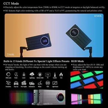 GODOX M1 RGB Video Light Pocket Size On-Camera Rechargeable Battery Creative Light 2500-8500K Color Temperature 0-360 Full Color for Sony Canon Nikon Fuji DSLR Camera Video Portrait