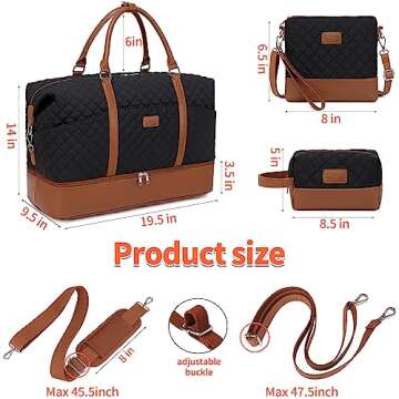 Chic 3-in-1 Weekender Bags for Women with Toiletry Bags