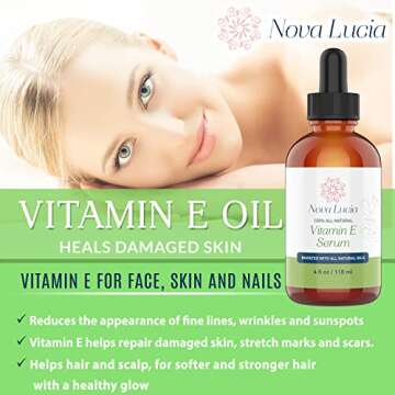 Organic Vitamin E Oil For Skin Face Hair Oil For Hair Growth Acne Scar Treatment Stretch Mark Removal Moisturizer Hair Skin And Nails Vitamins compare with Vitamin E Cream Acne Scar Remover Cream 4 oz