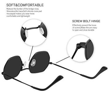 GRFISIA Small Round Polarized Sunglasses Women and Men Vintage Hexagon Square Sun glasses UV400 Protection