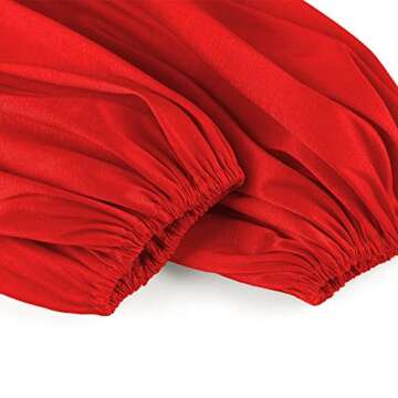 AOMEI Women's V Neck Long Lantern Sleeve High Waist Peplum Christmas Bodycon Dress (Red,S,Small)