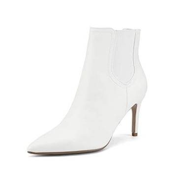 Stylish DREAM PAIRS Women's White PU Stiletto Heel Ankle Booties - Size 9 B(M) US Kizzy-1