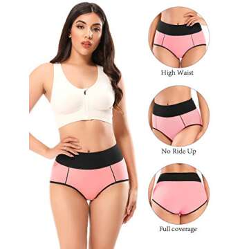 POKARLA Womens Cotton Underwear High Waist Full Coverage Briefs Soft Breathable Postpartum Panties Stretch Underpants