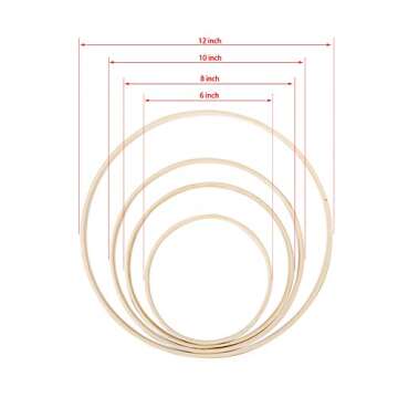 12 Pack Wooden Bamboo Floral Hoop Large Wooden Wreath Hoop Craft Rings Bamboo Circles Macrame Hoops ...