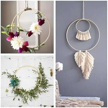 12 Pack Wooden Bamboo Floral Hoop Large Wooden Wreath Hoop Craft Rings Bamboo Circles Macrame Hoops Rings for DIY Dream Catcher, Wedding Wreath Decor, Wall Hanging Crafts(6/8/ 10/12 inch)