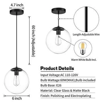 KoKo&Yukina Mini Globe Pendant Light | Adjustable & Stylish