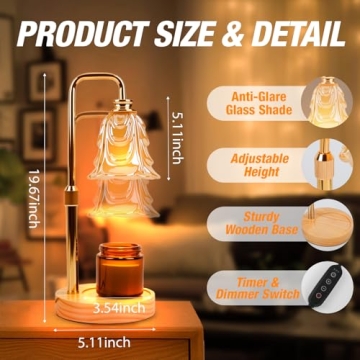 EPIMA Candle Warmer Lamp with Timer and Dimmer, Electric Wax Warmers for Scented Candles with 5 Brig...