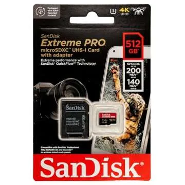 SanDisk 512GB microSD Extreme PRO Memory Card with Adapter Compatible with DJI OSMO Pocket 3 Gimbal Camera (SDSQXCD-512G-GN6MA) Bundle with (1) Everything But Stromboli MicroSDXC & SD Card Reader