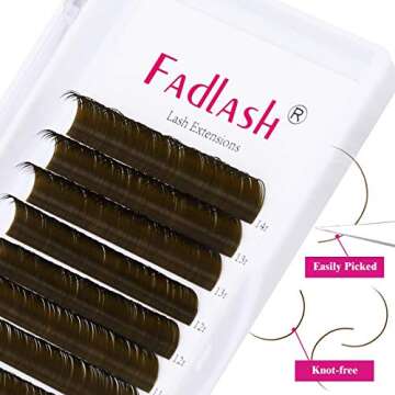 Eyelash Extensions D Curl Individual Lashes 0.15 Mixed Tray 8-14mm Brown Lash Extensions Supplies Cl...