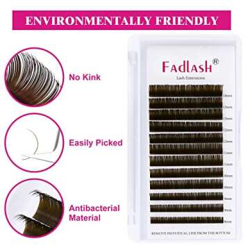 Eyelash Extensions D Curl Individual Lashes 0.15 Mixed Tray 8-14mm Brown Lash Extensions Supplies Classic Eyelashes Professional Salon Use (0.15-D, 8-14mm Mix)