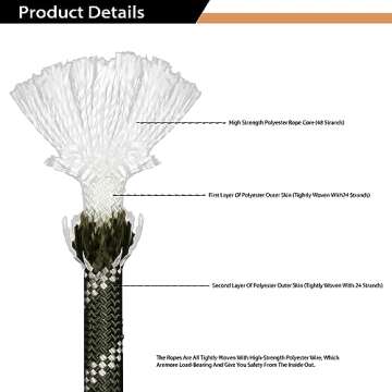 Double Braid Polyester Rope Orange(1/2 in x 50 ft) Arborist Rigging Nylon Pulling Rope - 48 Strand Polyester Braided Rope Bull Rope for Outdoor, Climbing, Swing, Sailing