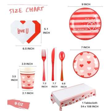 Valentine's Day Plates and Napkins Sets - Serves 16 - Includes Paper Cups Cutlery for Valentine Deco...