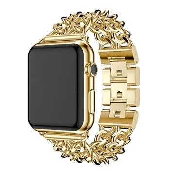 Seoaura Compatible Apple Watch Band for Woman Man 45mm 49mm 42mm 44mm, Stainless Steel Metal Cowboy ...