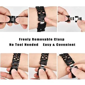 Seoaura Compatible Apple Watch Band for Woman Man 45mm 49mm 42mm 44mm, Stainless Steel Metal Cowboy Chain Style Replacement iWatch Ultra Series 9 8 7 6 5 4 3 2 1 SE Nike+ Sports Strap Wristband (Gold,