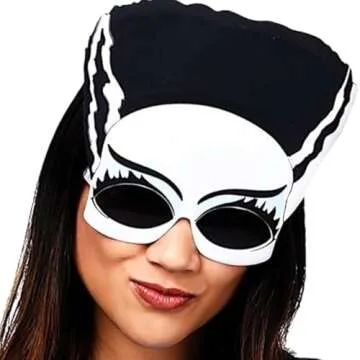 Sun-Staches Bride of Frankenstein Sunglasses Costume Accessory, UV 400 Lenses, Black Hairdo Mask, One Size Fits Most