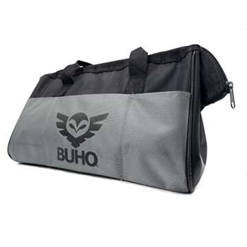 Drill Set Bundle with Ryobi 18V Cordless Drill, 1.5 Ah Lithium-ion Battery, 18-Volt Battery Charger, 40 Piece Multipurpose Drill Bits, and Buho 16 Inch Tool Bag with Outside Pockets