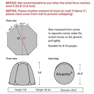 Alvantor 12' Pop Up Bubble Tent - Large Weatherproof Pod