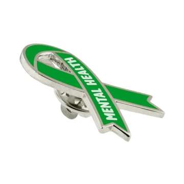 PinMart Mental Health Green Awareness Ribbon Enamel Lapel Pin 1 Piece