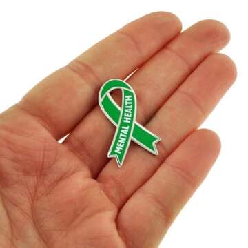 Mental Health Awareness Ribbon Pin - Quality Cloisonne