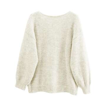 Lumister Cute Oversized Cardigan Sweaters for Women Y2K Long Sleeve V Neck Bow Tie Front Cadigan Knitwears Bow Tops (0737-Beige-L)