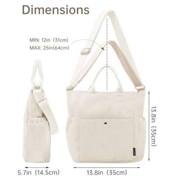 Stylish Prite Corduroy Tote Bag for Work and College