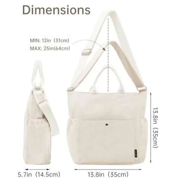 Stylish Prite Corduroy Tote Bag for Work and College