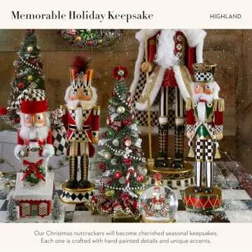 MACKENZIE-CHILDS Decorative Nutcracker Figurine, Wooden Nutcracker Christmas Home Decor, Tall Highland