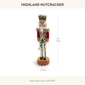 MACKENZIE-CHILDS Decorative Nutcracker Figurine, Wooden Nutcracker Christmas Home Decor, Tall Highland
