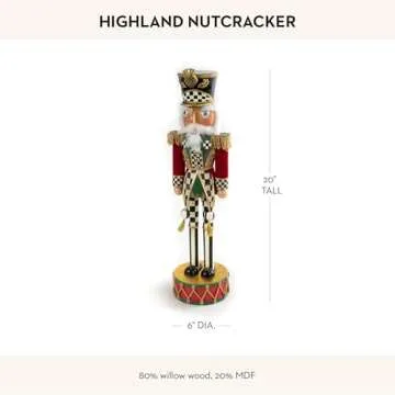 MACKENZIE-CHILDS Decorative Nutcracker Figurine, Wooden Nutcracker Christmas Home Decor, Tall Highland