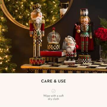MACKENZIE-CHILDS Decorative Nutcracker Figurine, Wooden Nutcracker Christmas Home Decor, Tall Highland