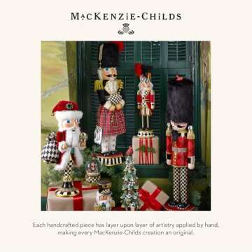 MACKENZIE-CHILDS Decorative Nutcracker Figurine, Wooden Nutcracker Christmas Home Decor, Tall Highland