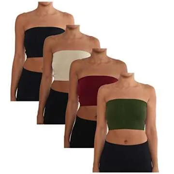 AEKO Women's Combo Pack One Size Strapless Base Bra Layer Bandeau Seamless Tube Top Regular and Plus...